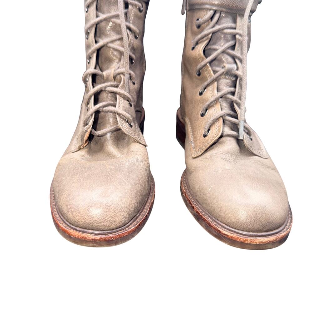Louise et Cie Lo-Velka Combat Boots Gray Leather Lace Up Size 6.5 greige - Picture 2 of 15